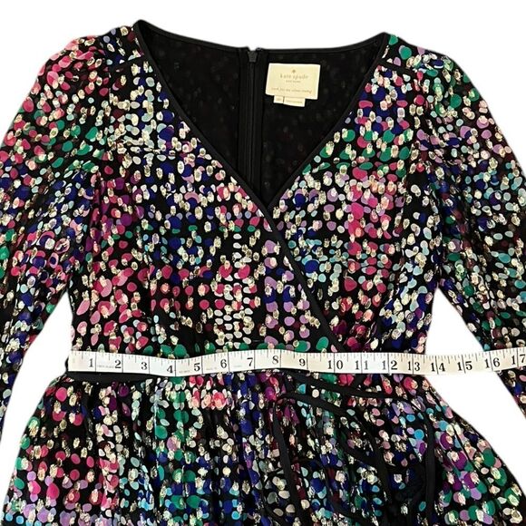 Kate Spade New York Gold Metallic Polkadot Fit And Flare Dress, Size 00 - Picture 12 of 15